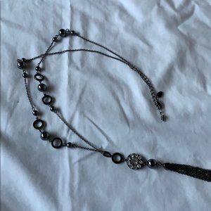 Lia Sophia black beaded crystal necklace!